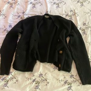 black sweater button up cardigan